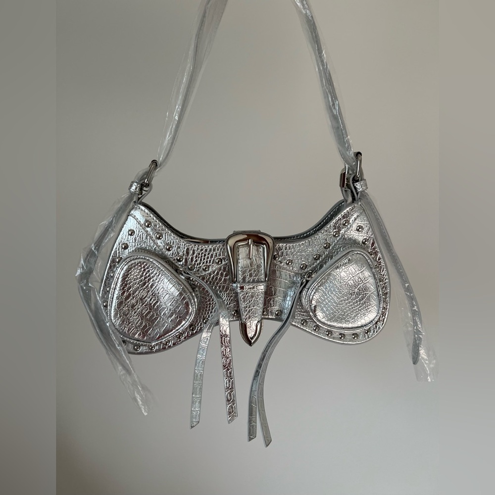 Silver Stud Western Buckle Shoulder Bag